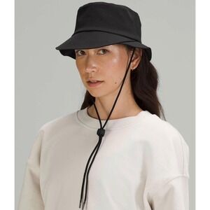 Lululemon On My Level Bucket Hat Black XS/S Adjustable Chin Strap Nylon